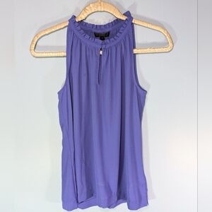 J. Crew Periwinkle Sleeveless Top Ruffle Keyhole Neckline